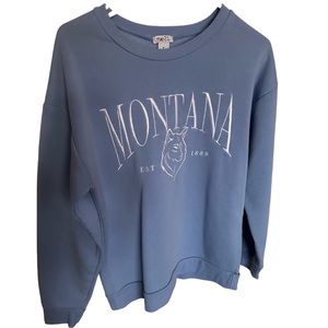 Letter Graphic Solid Pullover Crew Neck